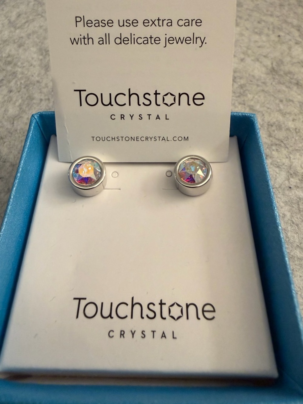 TOUCHSTONE CRYSTAL by Swarovski, Crystal Aurore Boreale Ice Earrings - NEW.